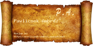 Pavlicsek Ambró névjegykártya